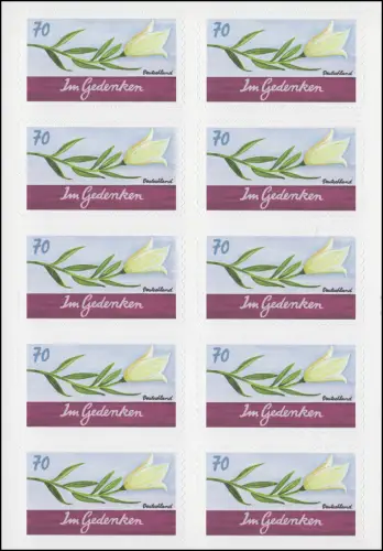 FB 68 Trauer: In Gedenken, Folienblatt mit 10x3313 **