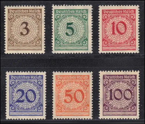 338-343 Ziffern-Korbdeckel 1923 - Satz 6 Werte postfrisch **