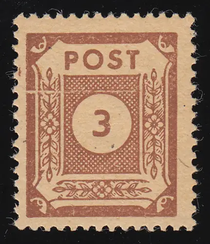 56a II Ziffern 3 Pf. PLF Strich über Mittelstück, postfrisch ** e´frei, FA BPP