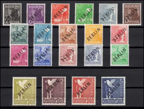 1-20 Schwarzaufdruck Berlin, postfrisch **, Attest Schlegel BPP einwandfrei
