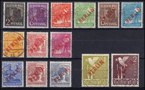 21-34 Rotaufdruck-Satz gestempelt, BPP-Attest Schlegel für 33 und 34 einwandfrei