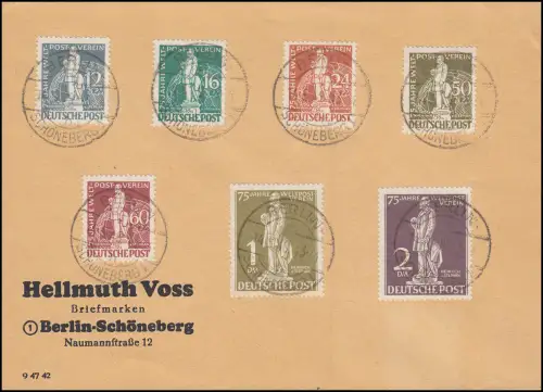35-41 Stephan / UPU komplett auf Umschlag, alle zentrisch O BERLIN 14.5.49