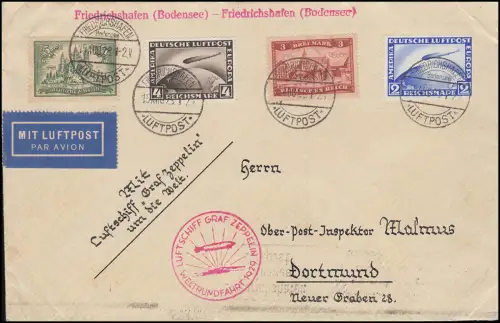 Zeppelinpost LZ 127 mit 423/424 und 366/367 Weltrundfahrt 15.8. - 4.9.1929