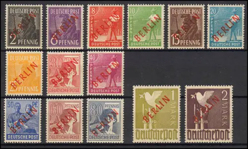 21-34 Rotaufdruck-Satz komplett, postfrisch ** Attest Schlegel BPP einwandfrei