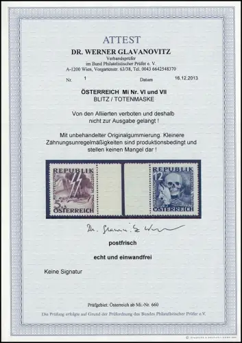 Niemals vergessen! Die nicht genehmigten Werte VI und VII, einwandfrei ** FA BPP