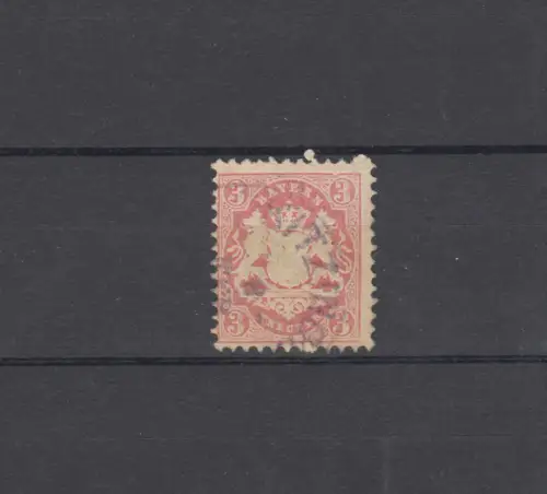 Bayern 23 Wappen 3 Kreuzer mit PLF Rahmenkerbe oben rechts, gestempelt