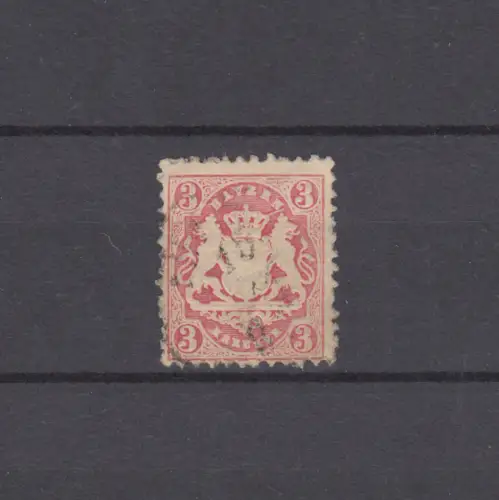 Bayern 33II Wappen 3 Kreuzer mit PLF II Kratzer, Feld 40, gestempelt
