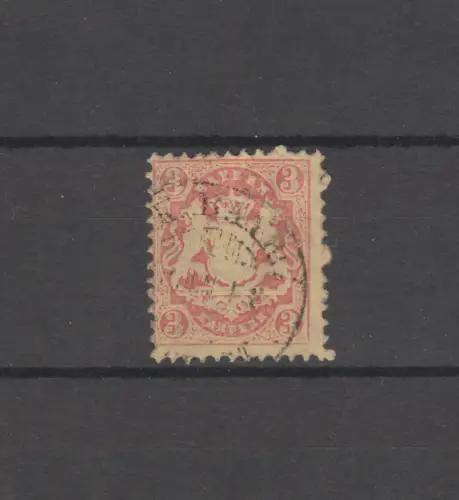 Bayern 23Y Wappen 3 Kreuzer mit Bahnpoststempel
