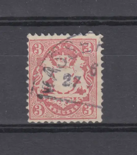 Bayern 23Y Wappen 3 Kreuzer - Stempel 12a in violett Halbkreisstempel WASSERBURG