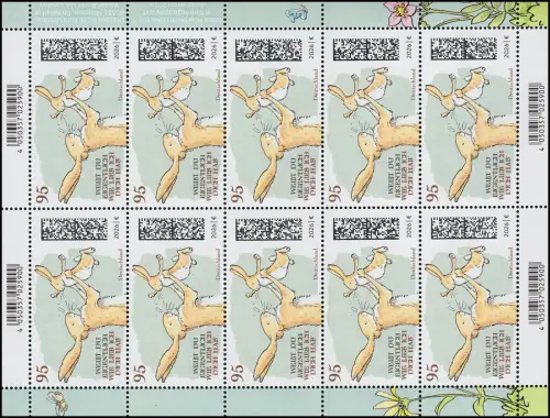 3950 Hasen - Weißt Du eigentlich, wie lieb ich Dich hab´ ?, 10er-Bogen, **