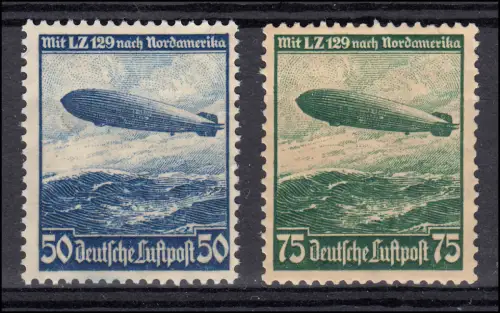 606-607 Y Luftschiff Hindenburg 1936 Satz mit Wasserzeichen Y komplett 