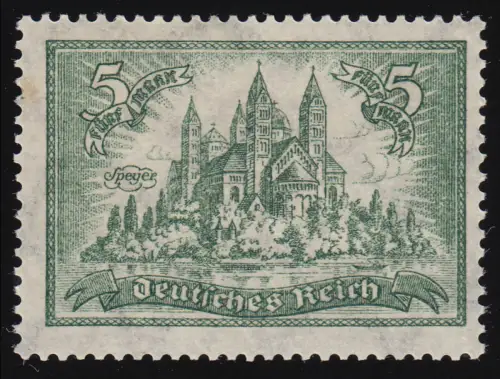 367 Bauwerke 1924 Fünf Mark, Höchstwert mit kleiner Haftstelle links oben *