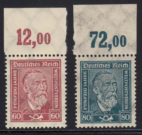 362-363 POR Stephan 1924, Satz mit ungefaltetem Oberrand, postfrisch **