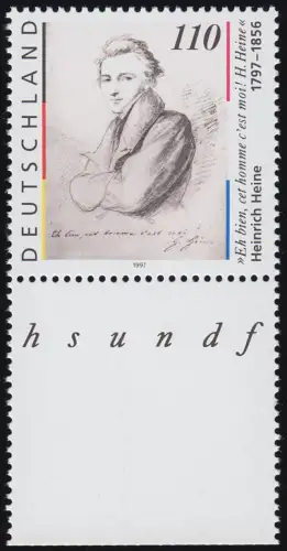 1962L Heine 1. Auflage - Marke mit überbreitem Rand / Zierfeld unten, **