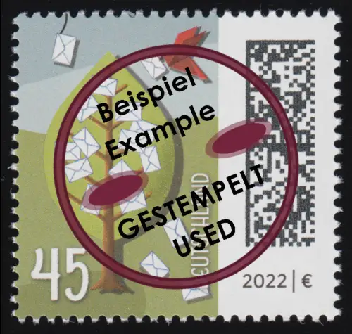 3704 Briefbaum 45 Cent, nassklebend, O gestempelt