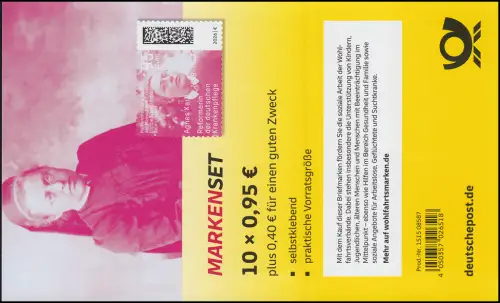 FB 153 Wofa 95+40 Karll, Krankenschwester, Folienblatt 10x3951, postfrisch **