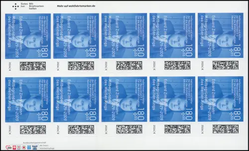 FB 154 Wofa 180+55 Zimmermann Aktenzeichen XY, Folienblatt 10x3952 postfrisch **