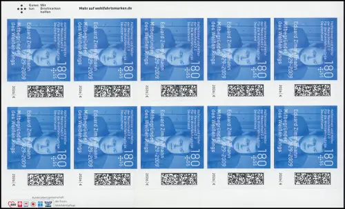 FB 154 Wofa 180+55 Zimmermann Aktenzeichen XY, Folienblatt 10x3952 postfrisch **