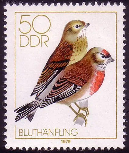 2393 Heimische Singvögel 50 Pf Bluthänflinge, postfrisch **