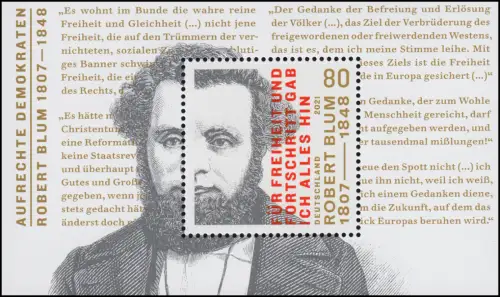 Block 89 Aufrechte Demokraten - Robert Blum, Set zu 10 Stück, alle postfrisch **