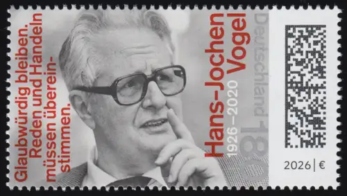 3948 Hans-Jochen Vogel, Politiker SPD, postfrisch **