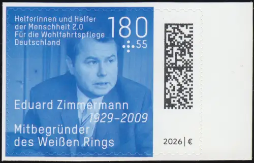 3952 Wofa 180+55 Eduard Zimmermann Aktenzeichen XY, SELBSTKLEBEND, postfrisch **