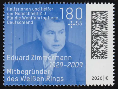 3947 Wofa 180+55 Eduard Zimmermann, Aktenzeichen XY, NASSKLEBEND, postfrisch **