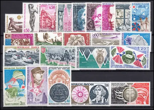 1863-1899 Frankreich Jahrgang 1974 komplett, postfrisch