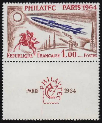 1480ZF Ausstellung PHILATEC - Postreiter Rakete, Zierfeld-Marke ** / MNH