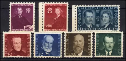 Liechtenstein 211-217 Hochzeit und Fürsten, komplette Sätze sauber postfrisch **