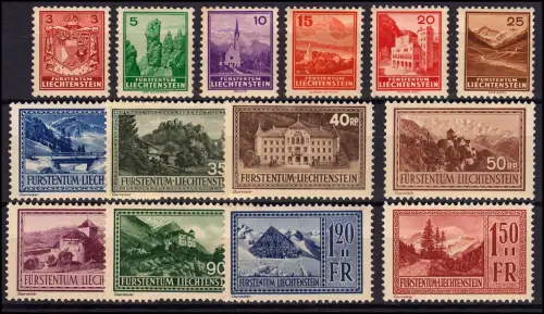 126-139 Ansichten vierzehn Werte komplett, sauber ungestempelt *