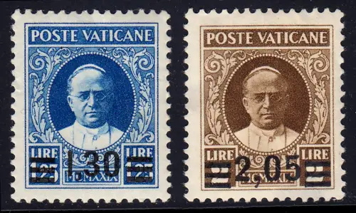 40-41 Aufdruckmarken 1934, 2 Werte mit Haftstellen / dünnen Stellen *