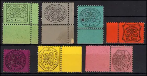 Altitalien - Kirchenstaat, 19-25 ND authentische Neudrucke gezähnt, ohne Gummi