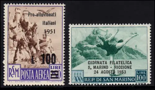 San Marino 463 + 502 Aufdruckmarken sauber postfrisch **