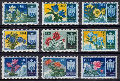 San Marino 503-511 Blumen, kompletter Satz sauber postfrisch **