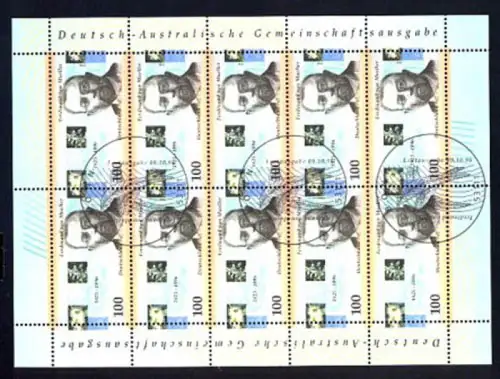 1889 Ferdinand von Mueller - 10er-Bogen, ESSt BONN