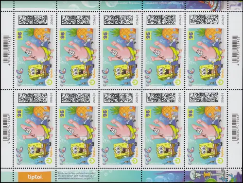 3958 Sponge Bob Schwammkopf, 10er-Bogen, postfrisch **