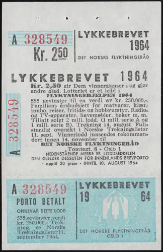 Norwegen 518 Lotteriemarke alle drei Teile komplett, ungefaltet, postfrisch **