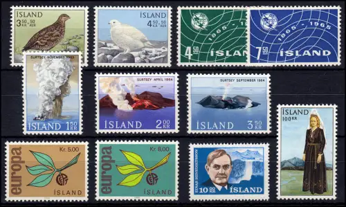 388-398 Island Jahrgang 1965 komplett, postfrisch ** / MNH