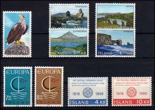 399-407 Island Jahrgang 1966 komplett, postfrisch ** / MNH