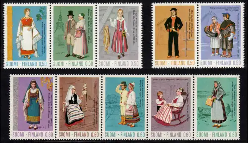 Finnland 710 ff. Trachten, 10 Werte, 2 Sätze kpl. wie abgebildet, postfrisch **