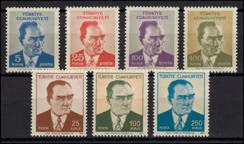 Türkei 2212-2218 Atatürk, kompletter Satz, sauber postfrisch **