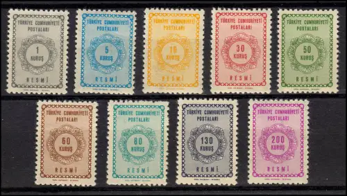 Türkei Dienstmarken 91-99 kompletter Satz, sauber postfrisch **