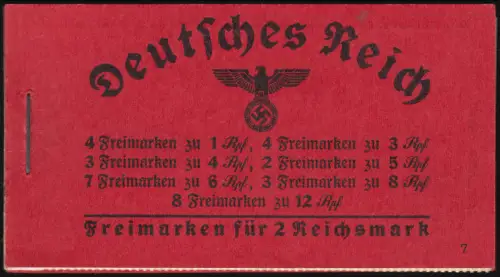 MH 37.3 Hindenburg 1938, Deckel ungeknickt, HBL leider anhaftend (*)