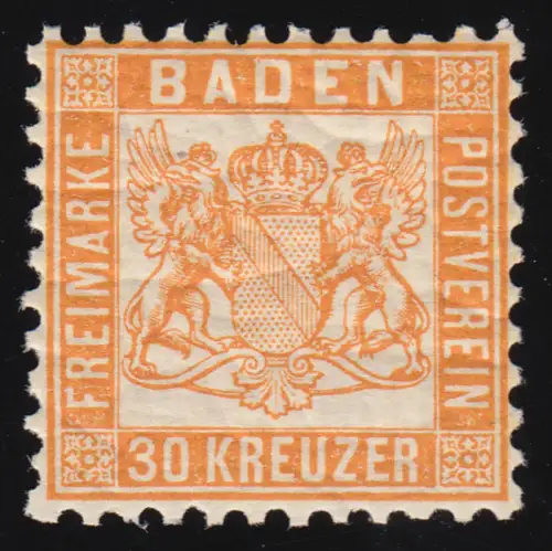 Baden 22 b Wappen 30 Kreuzer, postfrisch **