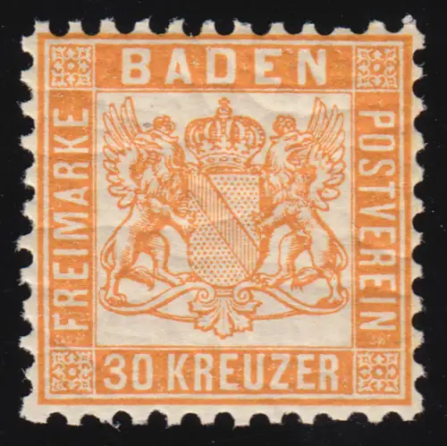 Baden 22 b Wappen 30 Kreuzer, postfrisch **