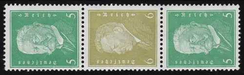 S43 PLF III Hindenburg Zusammendruck mit Plattenfehler Rahmenbruch neben D, **