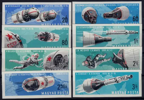 2299-2306B Bemannte Raumfahrt 1966, 8 Werte, Satz ungezähnt **