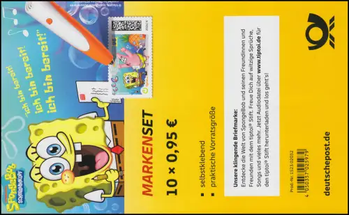 FB 157 Sponge Bob Schwammkopf, Folienblatt 10x3960, postfrisch **