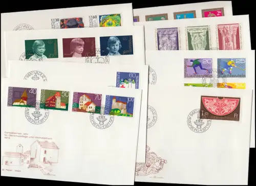 620-641 Liechtenstein-Jahrgang 1975 komplett, FDC mit ESSt Vaduz